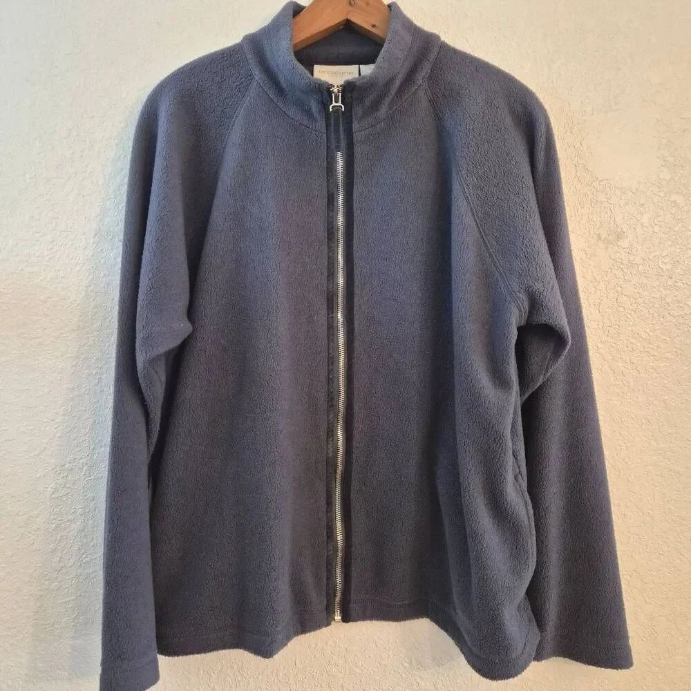 Liz Claborne Liz & Co Spring Sky Blue Lightweight Fleece Zippered Jacket: XL
